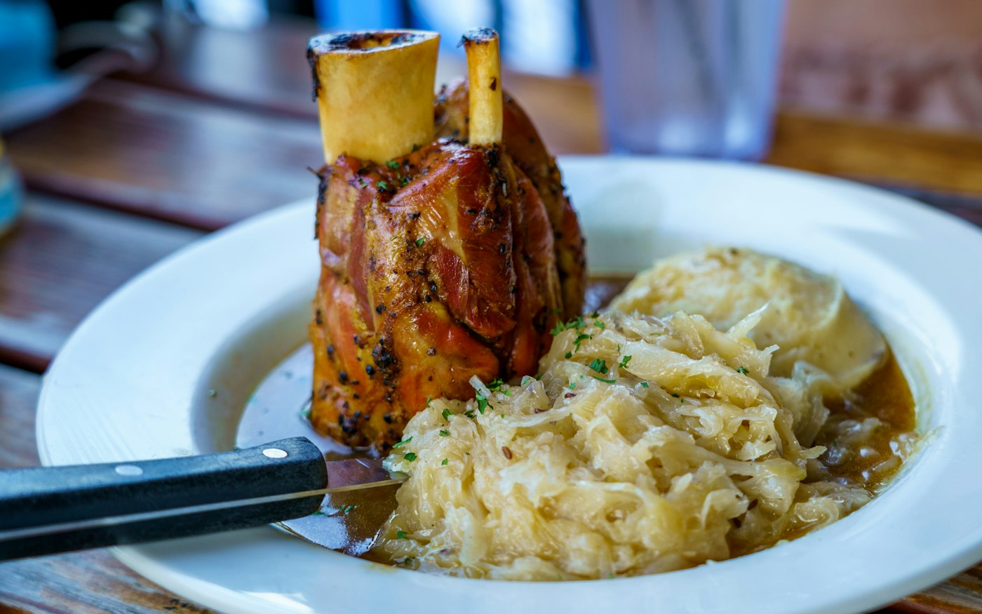 Braised lamb shank over rice
