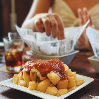Patatas bravas with spicy sauce